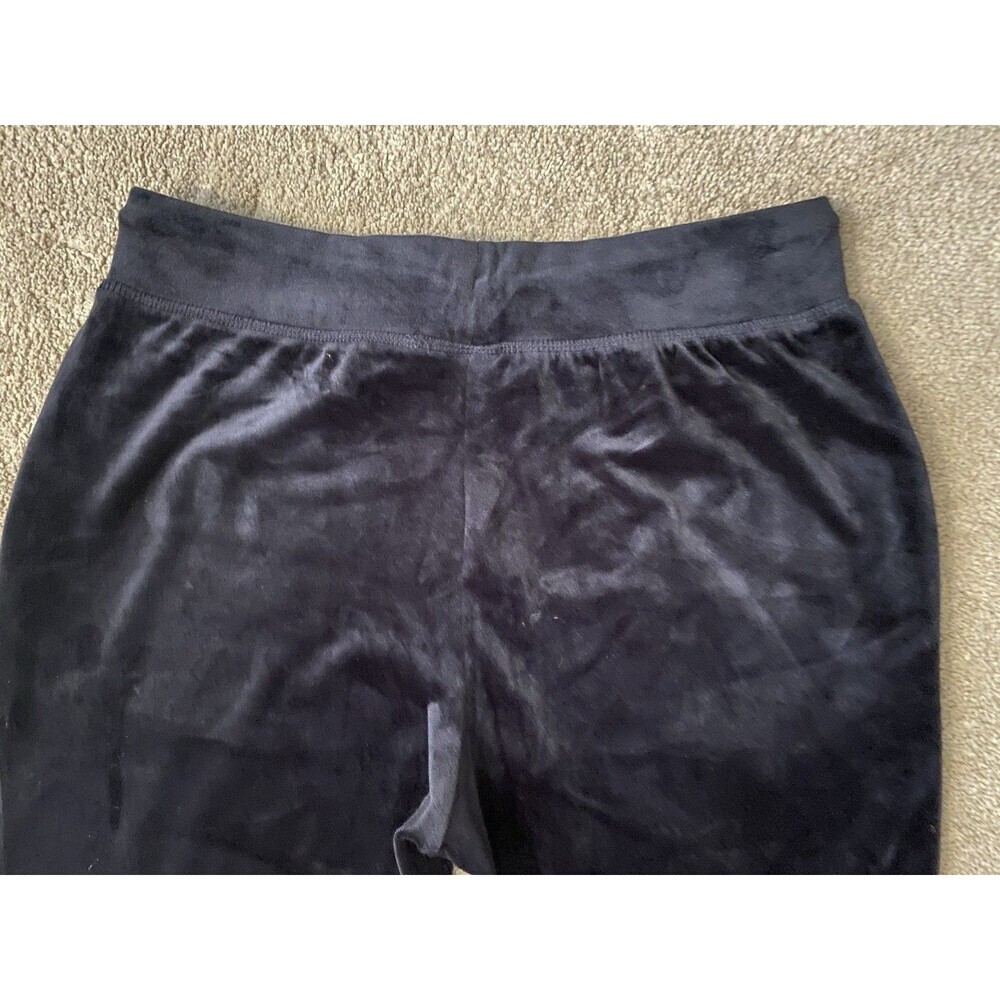 Green Tea High Rise Pants Black Y2K Velour Luxe Stretch Pants Women’s Size L - Picture 11 of 12